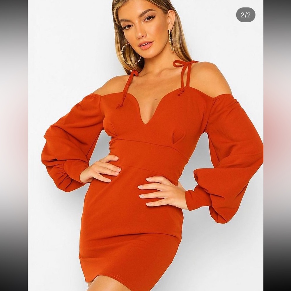 Boohoo Volume Sleeve Mini Dress